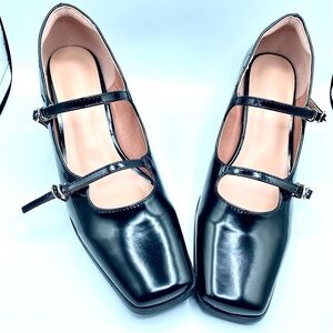 MOTF Black Double Strap Flats - Size EU39 - US8